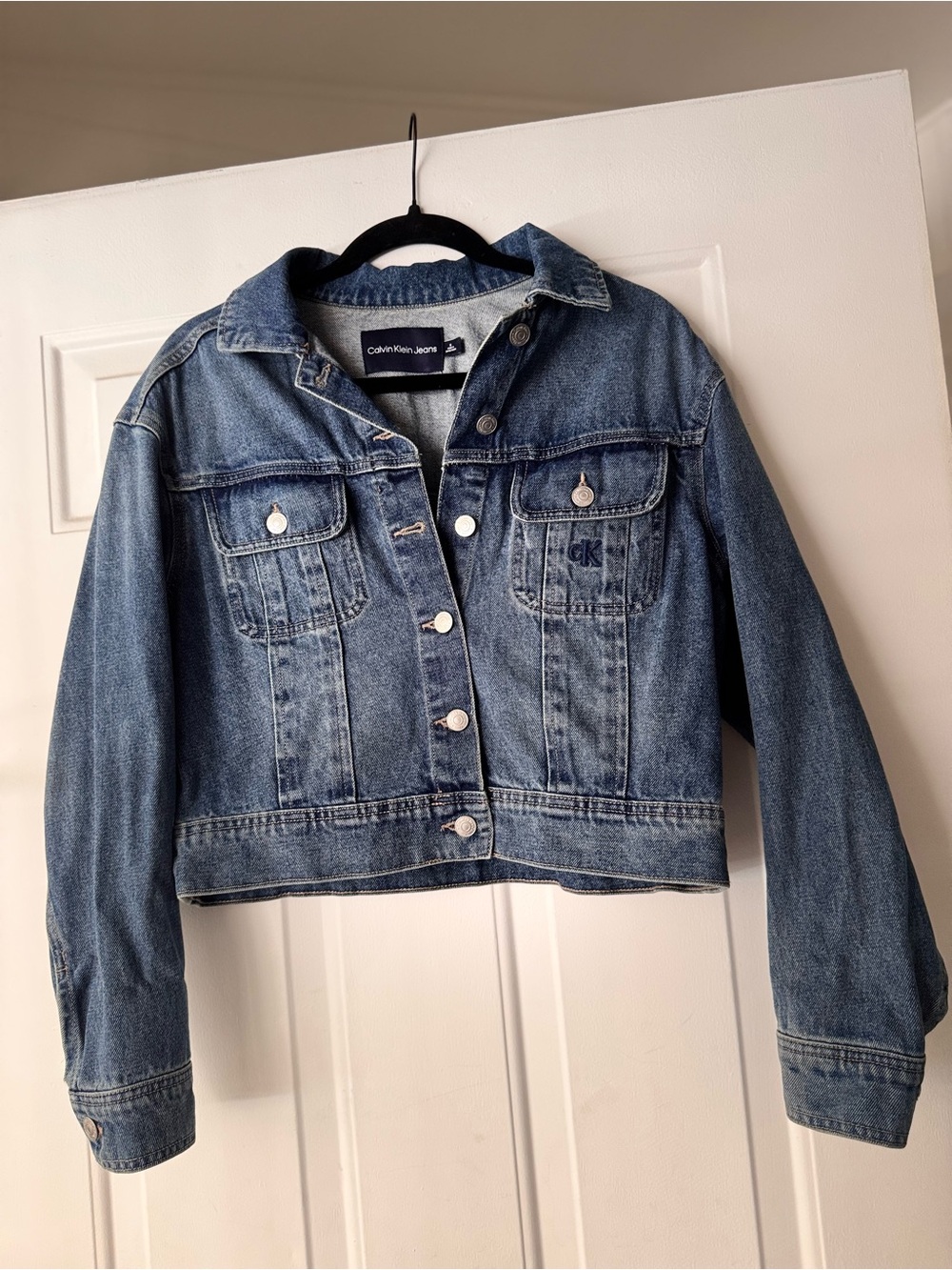 Calvin Klein Jeans Girls' Medium Blue Denim Jacket